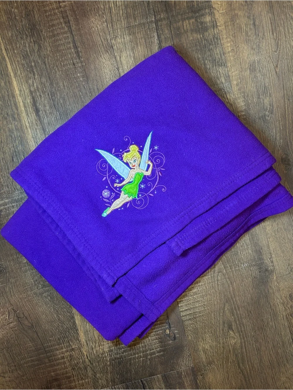 Vintage Disney Purple Tinker Bell Throw Blanket